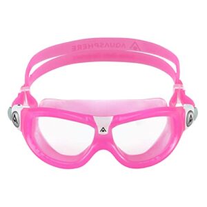 aqua sphere seal kid 2 kids swim goggles – ultimate underwater vision with comfort, anti scratch lens & hypoallergenic | unisex children, clear lens, pink/pink frame