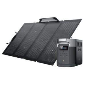 ef ecoflow solar generator delta max (2000) 2016wh with 220w solar panel, 6 x 2400w (5000w surge) ac outlets, portable power station for home backup outdoors camping rv emergency