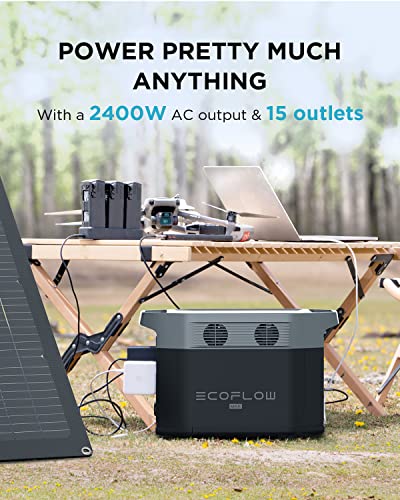 EF ECOFLOW Solar Generator DELTA Max (2000) 2016Wh with 220W Solar Panel, 6 X 2400W (5000W Surge) AC Outlets, Portable Power Station for Home Backup Outdoors Camping RV Emergency