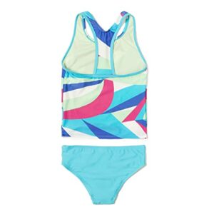 Speedo Girls' Swimsuit Two Piece Tankini Thick Strap, Blue Atoll, 10 Big Kids