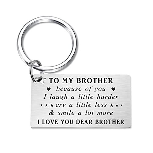 Brother Gifts Keychain, Thank You Gifts to Brother, Christmas Birthday Gifts for Brother