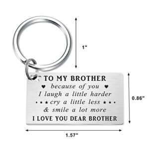 Brother Gifts Keychain, Thank You Gifts to Brother, Christmas Birthday Gifts for Brother