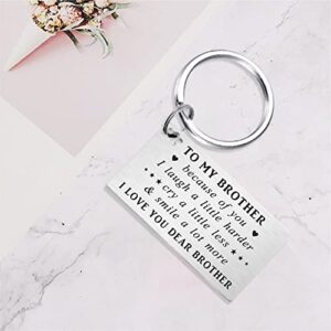 Brother Gifts Keychain, Thank You Gifts to Brother, Christmas Birthday Gifts for Brother