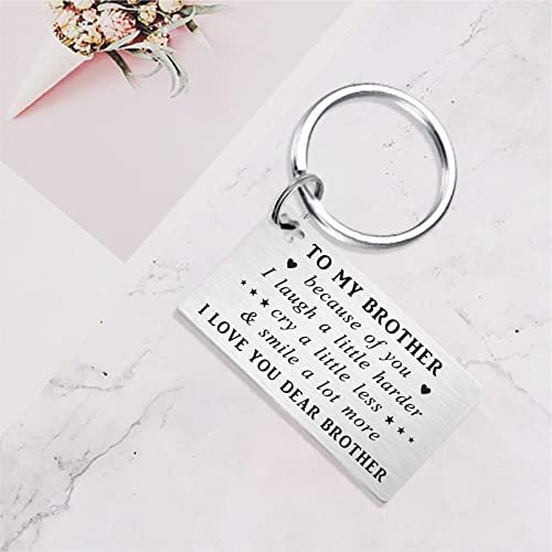 Brother Gifts Keychain, Thank You Gifts to Brother, Christmas Birthday Gifts for Brother