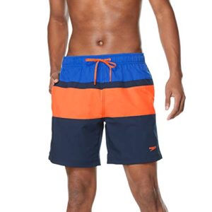 speedo men’s standard swim trunk mid length redondo stripe, turkish sea block, medium