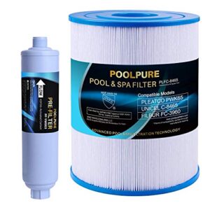 poolpure garden hose end pre filter and watkins 31114 replacement spa filter suit, compatible with unicel c-8465, pwk65, filbur fc-3960, 71827, 71828, watkins 65 sq.ft tiger river spa filter