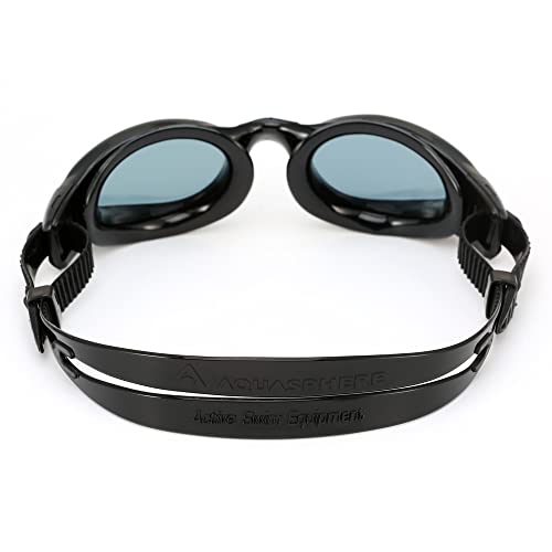 Aqua Sphere Kaiman Adult Swimming Goggles - The Original Curved Lens Goggle, Comfort & Fit for the Active Swimmer | Unisex Adult, Smoke Lens, Black/Black Frame, One Size (EP3000101LD)