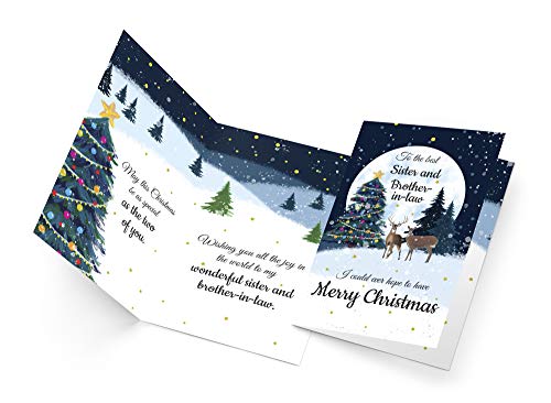 Christmas Card Sister and Brother In Law (Husband), Prime Greetings, Made in America, Eco-Friendly, Thick Card Stock with Premium Envelope 5in x 7.75in, Packaged in Protective Mailer