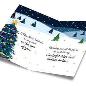 Christmas Card Sister and Brother In Law (Husband), Prime Greetings, Made in America, Eco-Friendly, Thick Card Stock with Premium Envelope 5in x 7.75in, Packaged in Protective Mailer
