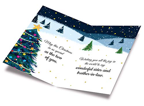 Christmas Card Sister and Brother In Law (Husband), Prime Greetings, Made in America, Eco-Friendly, Thick Card Stock with Premium Envelope 5in x 7.75in, Packaged in Protective Mailer