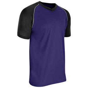 CHAMPRO Boys' Bunt Lightweight Mesh Youth Baseball/Soccer Jersey, Purple,Black,White, Large