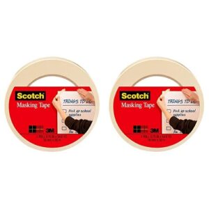 scotch tan home and office masking tape, 3/4-inch by 60 yards, 3436 (pack of 2)