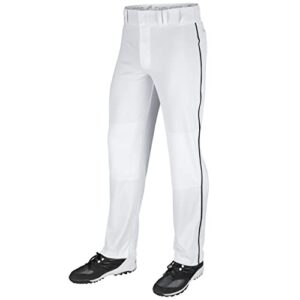 champro unisex-youth crown open bottom piped baseball pants, white/black, small