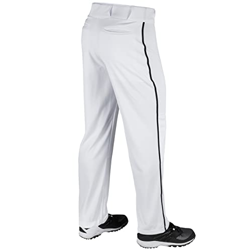 CHAMPRO Unisex-Youth Crown Open Bottom Piped Baseball Pants, White/Black, Small