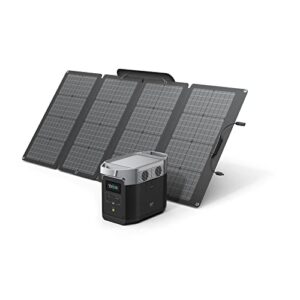 ef ecoflow solar generator delta 1260wh with 160w solar panel, 6 x 1800w (3300w surge) ac outlets, portable power station for outdoors camping rv high-power appliances emergency