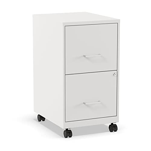 STAPLES 2-Drawer Vertical Mobile File Cabinet, Letter Size, Pearl White, 18-Inch-D (19634)