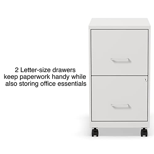 STAPLES 2-Drawer Vertical Mobile File Cabinet, Letter Size, Pearl White, 18-Inch-D (19634)