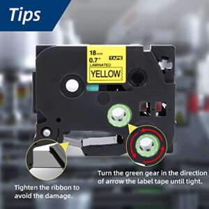 Labelife Compatible with 18mm Laminated Yellow Label Tape Replacement for Brother P Touch TZ Tape Tz TZe-641 TZe641 TZ-641 TZ641 12mm 0.47 Inch (Black on White/Orange/Red/Blue/Yellow/Green), 10-Pack