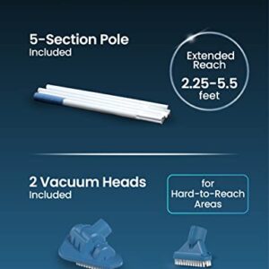 KOKIDO Swimming Pool Vacuum - Cordless Pool Suction Cleaner - Debris Filtration Great for Above Ground Pools, Hot Tubs, Spas, Jacuzzis - Handheld Rechargeable Battery Sweeper - XTROVAC 110 2022 UPDATE