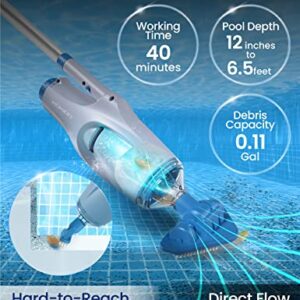 KOKIDO Swimming Pool Vacuum - Cordless Pool Suction Cleaner - Debris Filtration Great for Above Ground Pools, Hot Tubs, Spas, Jacuzzis - Handheld Rechargeable Battery Sweeper - XTROVAC 110 2022 UPDATE