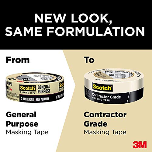 Scotch Contractor Grade Masking Tape, 0.94 inches by 60.1 yards (540 yards total), 2020, 9 Rolls