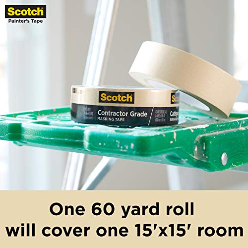 Scotch Contractor Grade Masking Tape, 0.94 inches by 60.1 yards (540 yards total), 2020, 9 Rolls