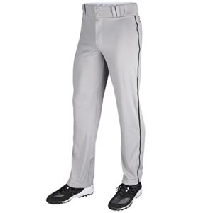 champro unisex-youth crown open bottom piped baseball pants, grey/black, medium