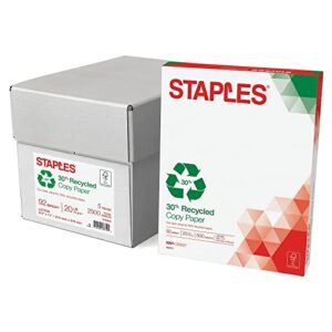 staples 30% 8.5 x 11-inch copy paper, 20 lbs, 92 brightness, 500 sheets/ream, 5-ream/carton (51959-us)