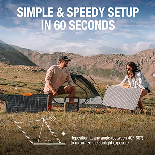 Jackery Solar Generator 1000 PRO, 1002Wh Power Station with 2* 80W Solar Panels, AC Fast Charging in 1.8 Hours, Dual PD 100W Ports, Two-Sided Sunlight Absorption, for RV Outdoor Camping & Power Outages