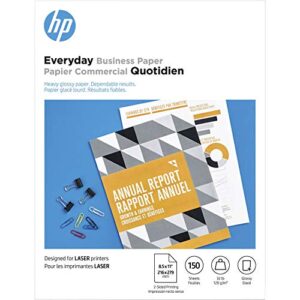 hp everyday business paper, glossy, 8.5×11 in, 32 lb, 150 sheets, works with laser printers (4wn08a)