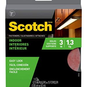 Scotch Multi-Purpose Hook and Loop Fasteners, 1 Roll, White, For Indoor Use, 3/4 in x 15 ft