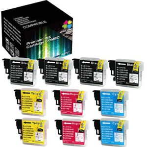 green toner supply (pack of 10) compatible replacement for lc61 lc65 lc-61 lc-65 ink cartridge lc 61 65 61/65 high yield (4b/2c/2y/2m) for mfc-j410w mfc-j415w mfc-j615w mfc-j630w inkjet printer