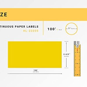 HOUSELABELS Compatible with DK-2205 Replacement Roll for Brother QL Label Printers; Yellow Continuous Length Labels; 2-4/9" x 100 feet (62mm*30.48m) - 1 Roll