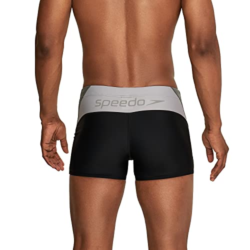 Speedo Men's Standard Swimsuit Square Leg, Splice Anthracite, Medium