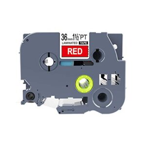 idik 1pk white on red standard laminated label tape compatible for brother p-touch tze-465 tz465 tze465(36mm x 8m)