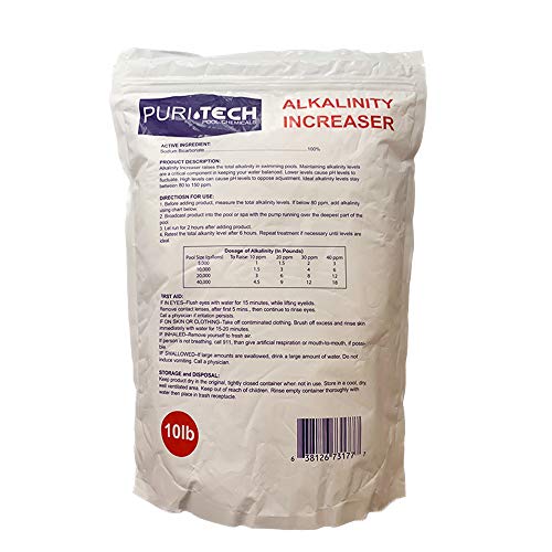 Puri Tech Swimming Pool Total Alkalinity Increaser Plus Up Sodium Bicarbonate 40lbs - 4 x 10lb Bag