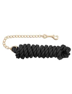 tough 1 braided cotton lead with chain, black, 8 1/2′