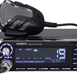 Uniden BEARTRACKER 885 Hybrid Full-Featured CB Radio + Digital TrunkTracking Police/Fire/Ambulance/DOT Scanner w/ BearTracker Warning System Alerts, 40-channel CB, 4-Watts power, 7-color display.