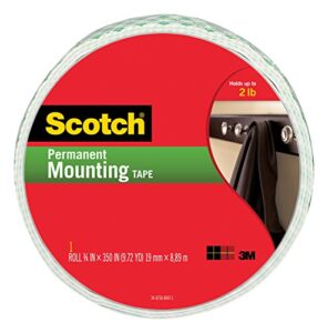 scotch indoor mounting tape, 3/4-in x 350-in, white, holds up to 2 lbs, 1-roll (110-long)