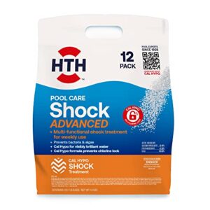 hth pool care shock advanced, swimming pool chemical prevents bacteria & algae, cal hypo formula, 1 lb (pack of 12)