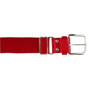 champro brute baseball belt with leather tab, red, youth 1-1/4″