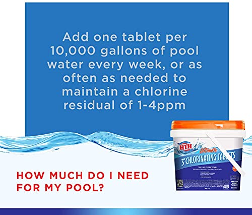 HTH 42044 Ultimate 3-inch Chlorinating Tablets Swimming Pool Chlorine, 8 lbs