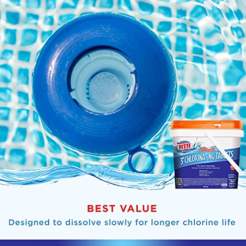 HTH 42044 Ultimate 3-inch Chlorinating Tablets Swimming Pool Chlorine, 8 lbs