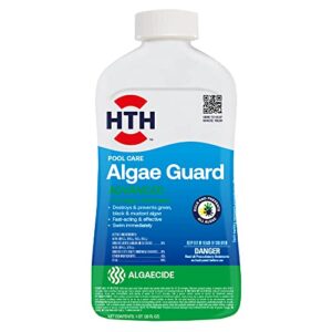 hth pool care algae guard advanced, swimming pool chemical kills & prevents all algae, fast-acting, 32 fl oz
