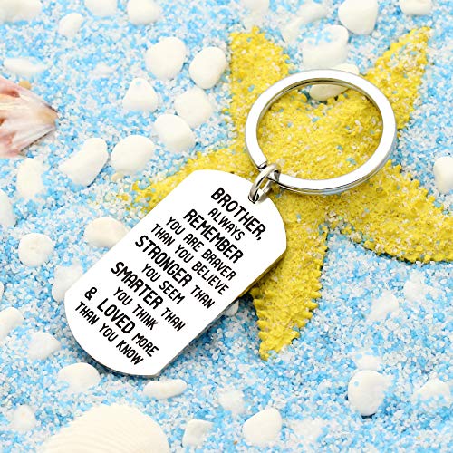 Brother Gifts Dog Tag Key Chain Men Boy Christmas New Year Gifts You are Braver Stronger Smarter Than You Think Stainless Steel