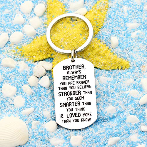 Brother Gifts Dog Tag Key Chain Men Boy Christmas New Year Gifts You are Braver Stronger Smarter Than You Think Stainless Steel