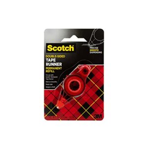 scotch double sided adhesive tape runner permanent refill, photo safe, 0.31 x 49 feet (6055-r)