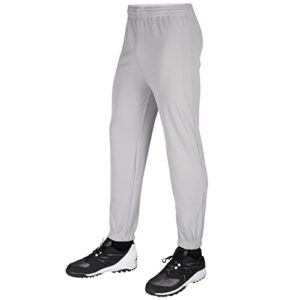 champro standard performance polyester pull-up baseball pants, grey, small