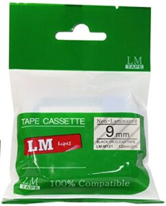lm tapes – 3/8″ (9mm) black on clear compatible m tape for brother ptm-95, ptm95 label maker