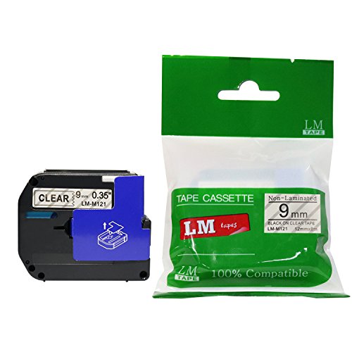 LM Tapes - 3/8" (9mm) Black on Clear Compatible M Tape for Brother PTM-95, PTM95 Label Maker